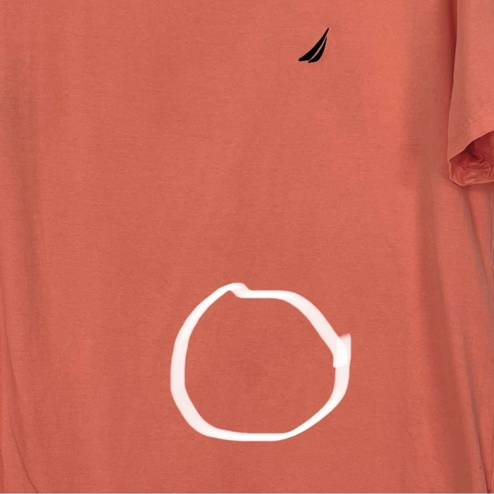 Nautica Men’s Salmon Coral Pink Orange V Neck Short Sleeve Shirt Sz Large